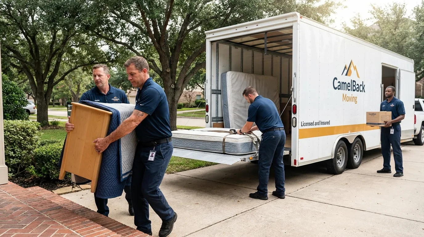 Crew loading residential truck for cross-state move from Overbrook, KS